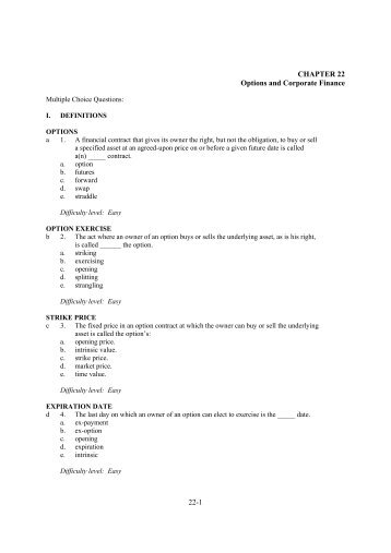 22-1 CHAPTER 22 Options and Corporate Finance