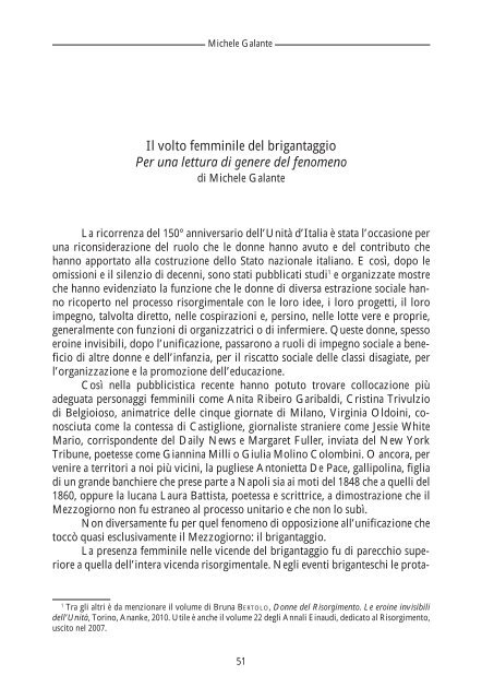 Il volto femminile del brigantaggio Per una lettura di ... - Grazia Galante