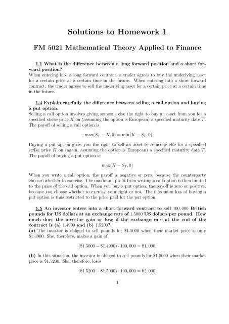 Solutions to Homework 1