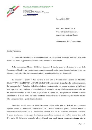 Lettera Alla Senatrice Lidia Menapace 12 giugno 2007 - Anavafaf