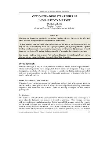 Trading strategies in indian stock market