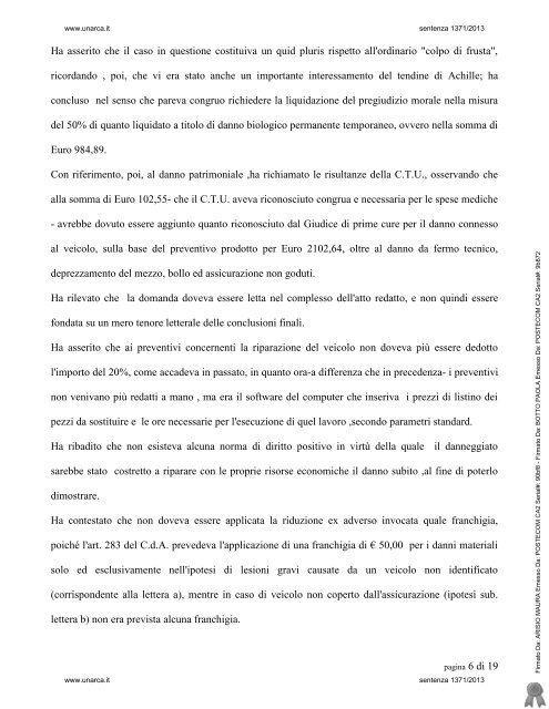 Tribunale di Torino Sez. III Civile, GU Arisio, sentenza 8 ... - UNARCA