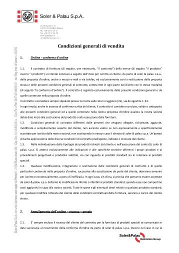 Condizioni generali di vendita (PDF) - Soler & Palau