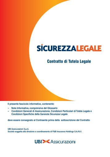 Fascicolo Informativo Sicurezza Legale ed 12 ... - UBI Assicurazioni