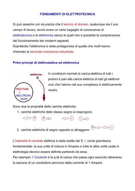 FONDAMENTI DI ELETTROTECNICA Si può asserire ... - Vfioraso.It