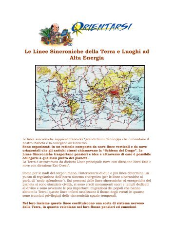 Le Linee Sincroniche della Terra e Luoghi ad Alta Energia - Orientarsi