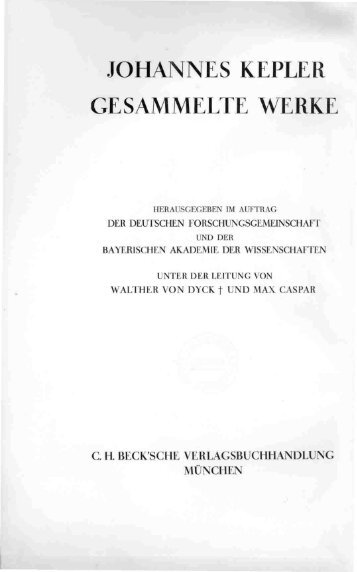 JOHANNES KEPLER GESAMMELTE WERKE