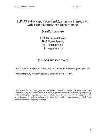 EUPHAS 2: clinical application of endotoxin removal in septic shock ...