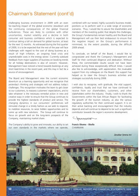 Download TPS, East Africa 2008 Annual Report - Serena Hotels