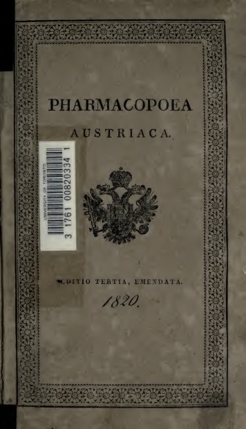 Pharmacopoea austriaca - Storia della Farmacia