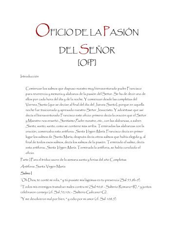 OFICIO DE LA PASIÓN DEL SEÑOR - Franciscanos TOR