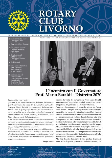 Bollettino Novembre- Dicembre 2009 - Rotary Club Livorno