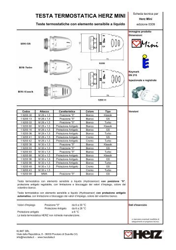 Scheda tecnica - Klimit srl