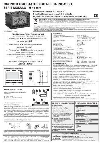 CRONOTERMOSTATO DIGITALE DA INCASSO