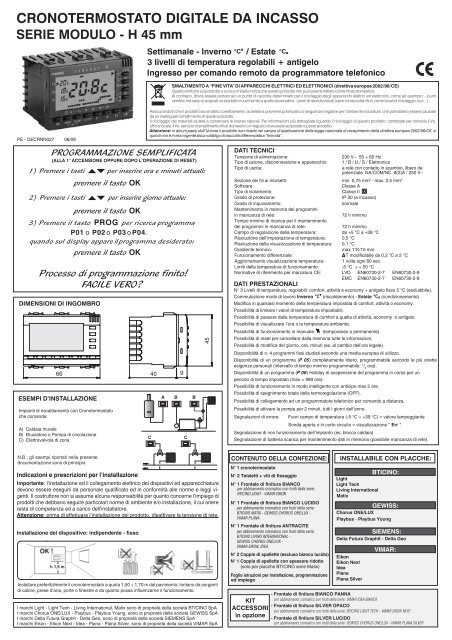 Cronotermostato digitale incasso Cronotermostato digitale incasso