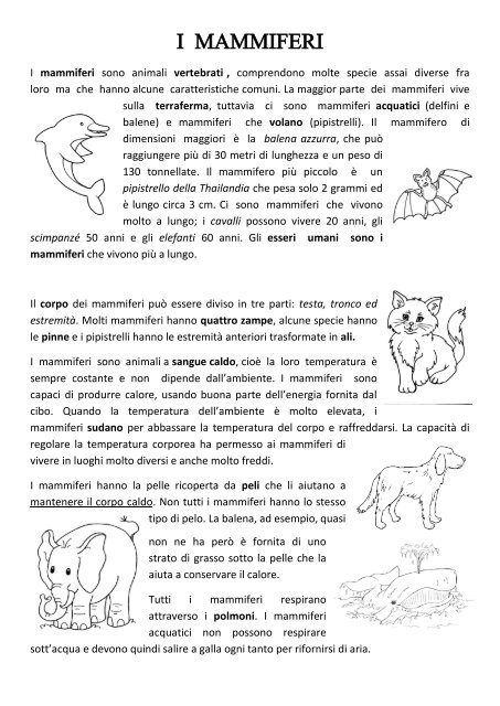 I MAMMIFERI.pdf - Maestra Raffaella