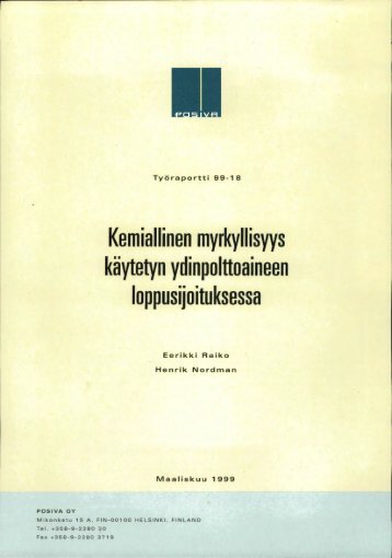 Kemiallinen myrkyllisyys käytetyn ydinpolttoaineen ... - Posiva