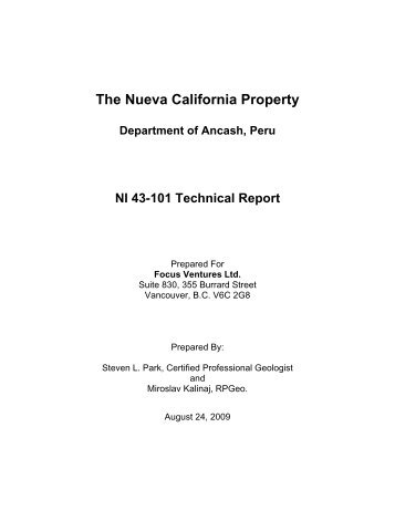 The Nueva California Property - Focus Ventures Ltd.