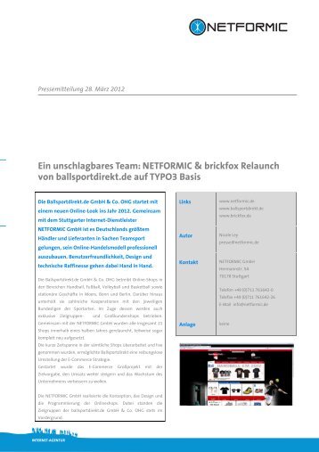 Ein unschlagbares Team: NETFORMIC & brickfox Relaunch von ...