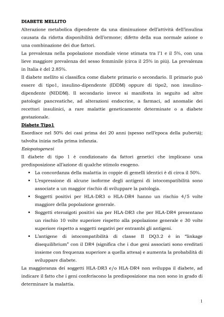 DIABETE MELLITO - Scienze motorie