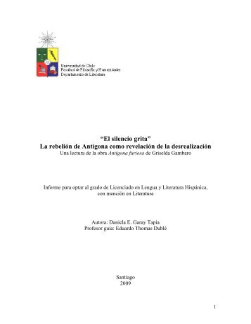 “El silencio grita” La rebelión de Antígona como revelación de la ...