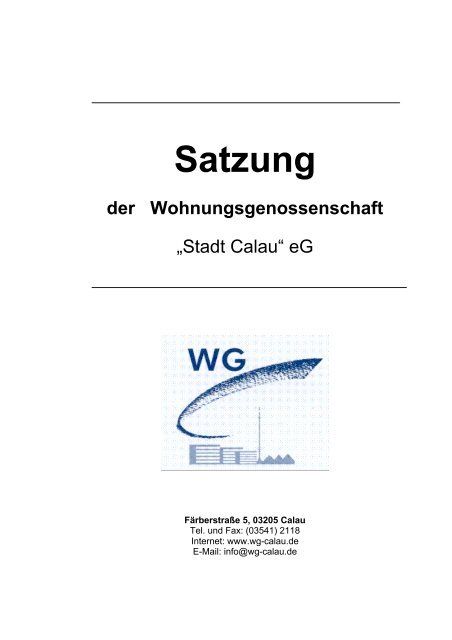 Satzung neu - Wohnungsgenossenschaft Calau eG