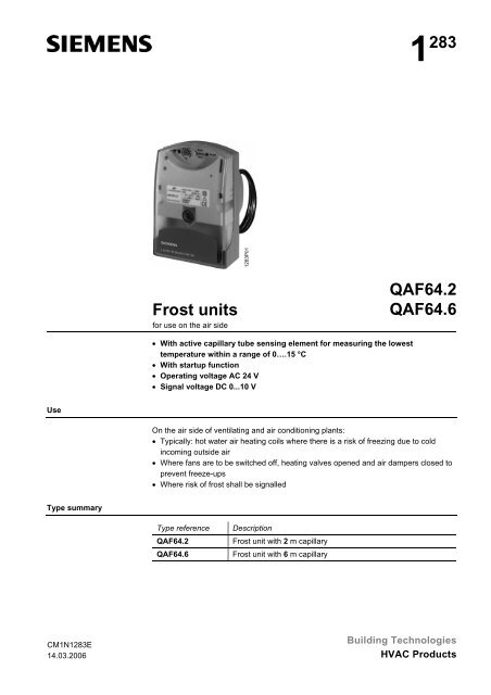 1283 Frost units QAF64.2 QAF64.6 - Siemens