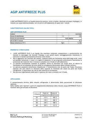 AGIP ANTIFREEZE PLUS - Eni