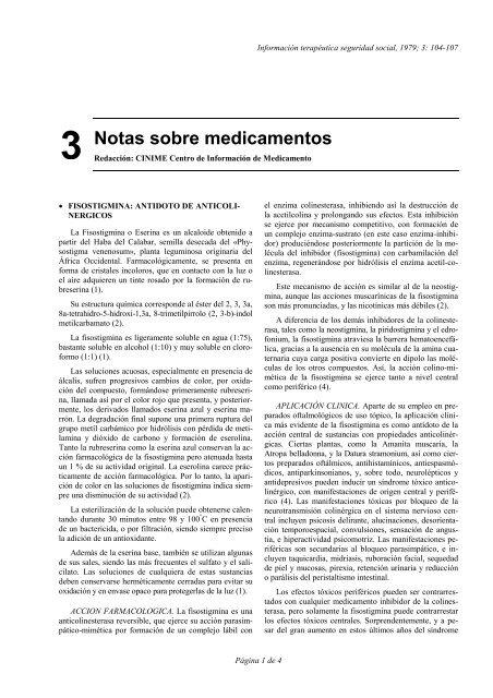 Fisostigmina, antidoto de anticolinérgicos