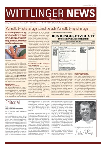 Ausgabe Januar 2011 - Wittlinger Therapiezentrum