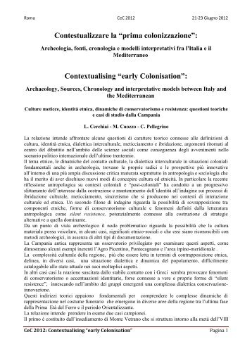 L. Cerchiai, M.A. Cuozzo, C. Pellegrino - Academia Belgica