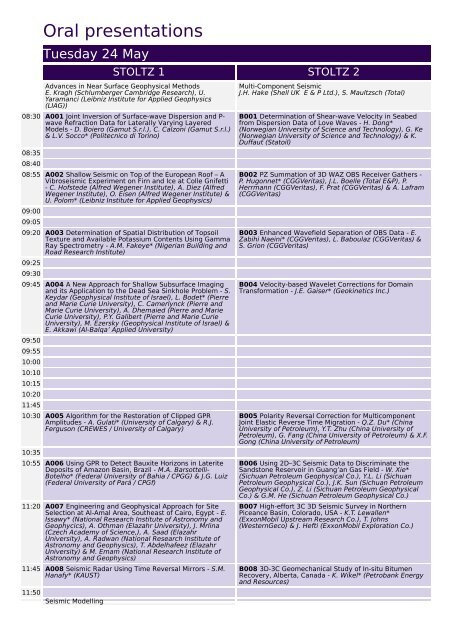 Technical Programme Overview - EAGE