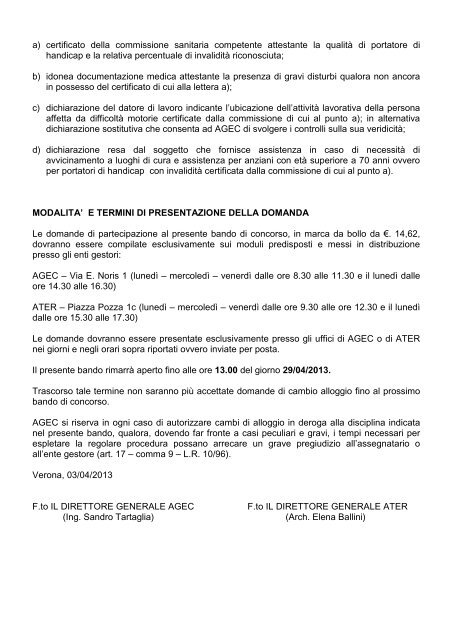 BANDO DI CONCORSO - Agec