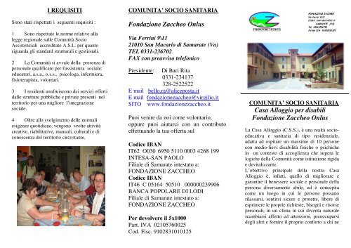 Fondazione Zaccheo Onlus Casa Alloggio per disabili Fondazione ...