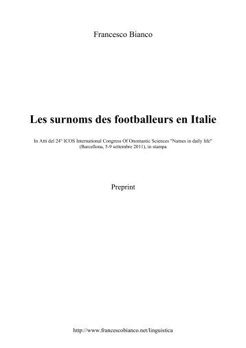 Les surnoms des footballeurs en Italie - Francesco Bianco