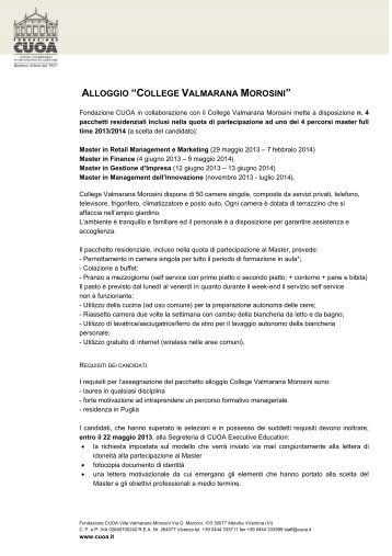 ALLOGGIO “COLLEGE VALMARANA MOROSINI” - Fondazione CUOA