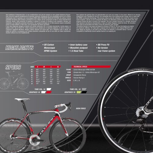 full technical specs - Olympia Cycles