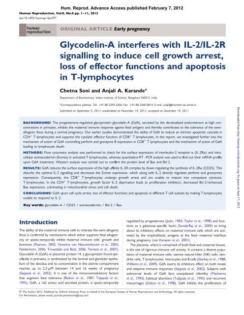 Glycodelin-A interferes with IL-2/IL-2R signalling to induce cell ...