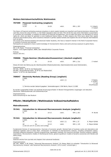 Kommentiertes Vorlesungsverzeichnis WS 2012/13