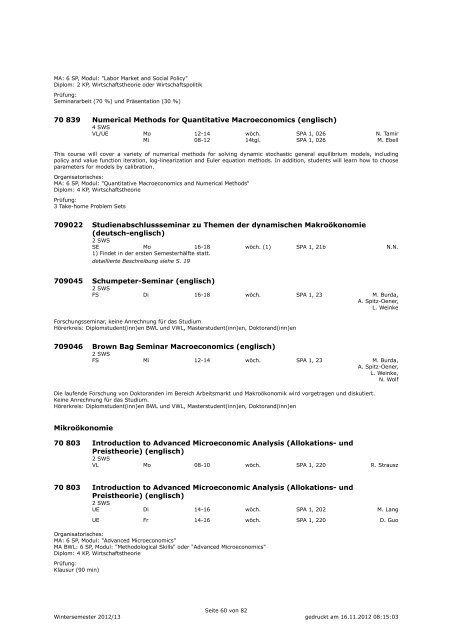 Kommentiertes Vorlesungsverzeichnis WS 2012/13