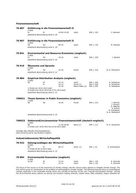 Kommentiertes Vorlesungsverzeichnis WS 2012/13