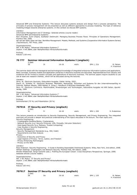 Kommentiertes Vorlesungsverzeichnis WS 2012/13