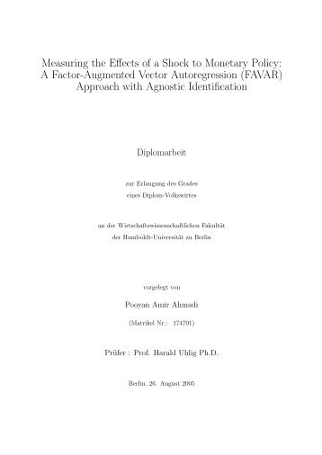 Measuring the Effects of a Shock to Monetary Policy - Humboldt ...