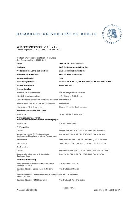 201112 Wirtschaftswissenschaftliche Fakultät Humboldt - 