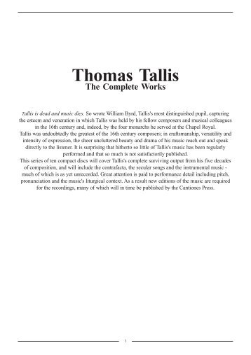 Thomas Tallis The Complete Works - Proza Musica