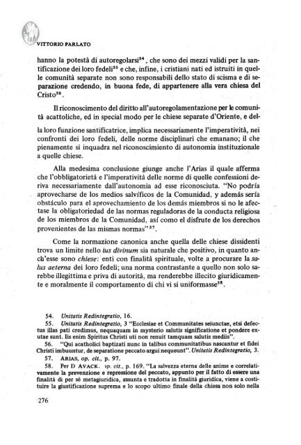 ECUMENISMO DIRITTO CANONICO 1. La sentenza riportata ...