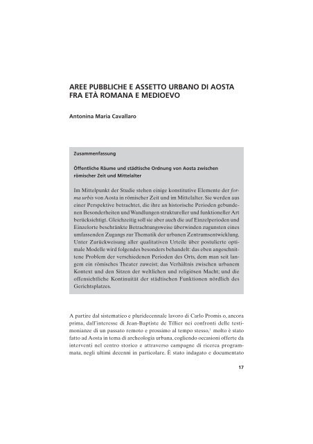 aree pubbliche e assetto urbano di aosta fra età romana e medioevo