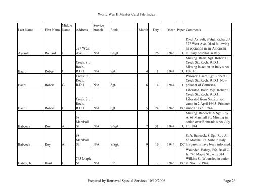 Master file WW II - Monroe County Library System