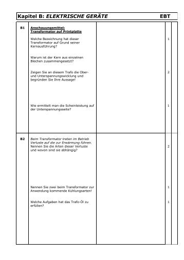 Kapitel B: ELEKTRISCHE GERÄTE EBT