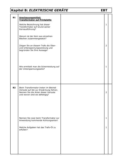Kapitel B: ELEKTRISCHE GERÄTE EBT